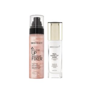 Swiss Beauty Real Makeup Base Highlighting Primer & Glow Up Makeup Fixer Preps + Sets Dewy Radiance